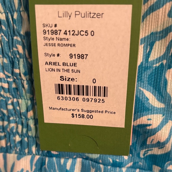 Lilly Pulitzer Lion In Sun Ariel  Blue White Floral Mini Dress  with Yellow Trim - Picture 5 of 8